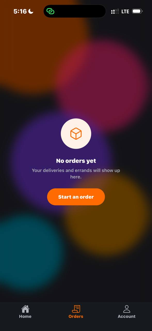 SwiftDrop orders screen — track your deliveries