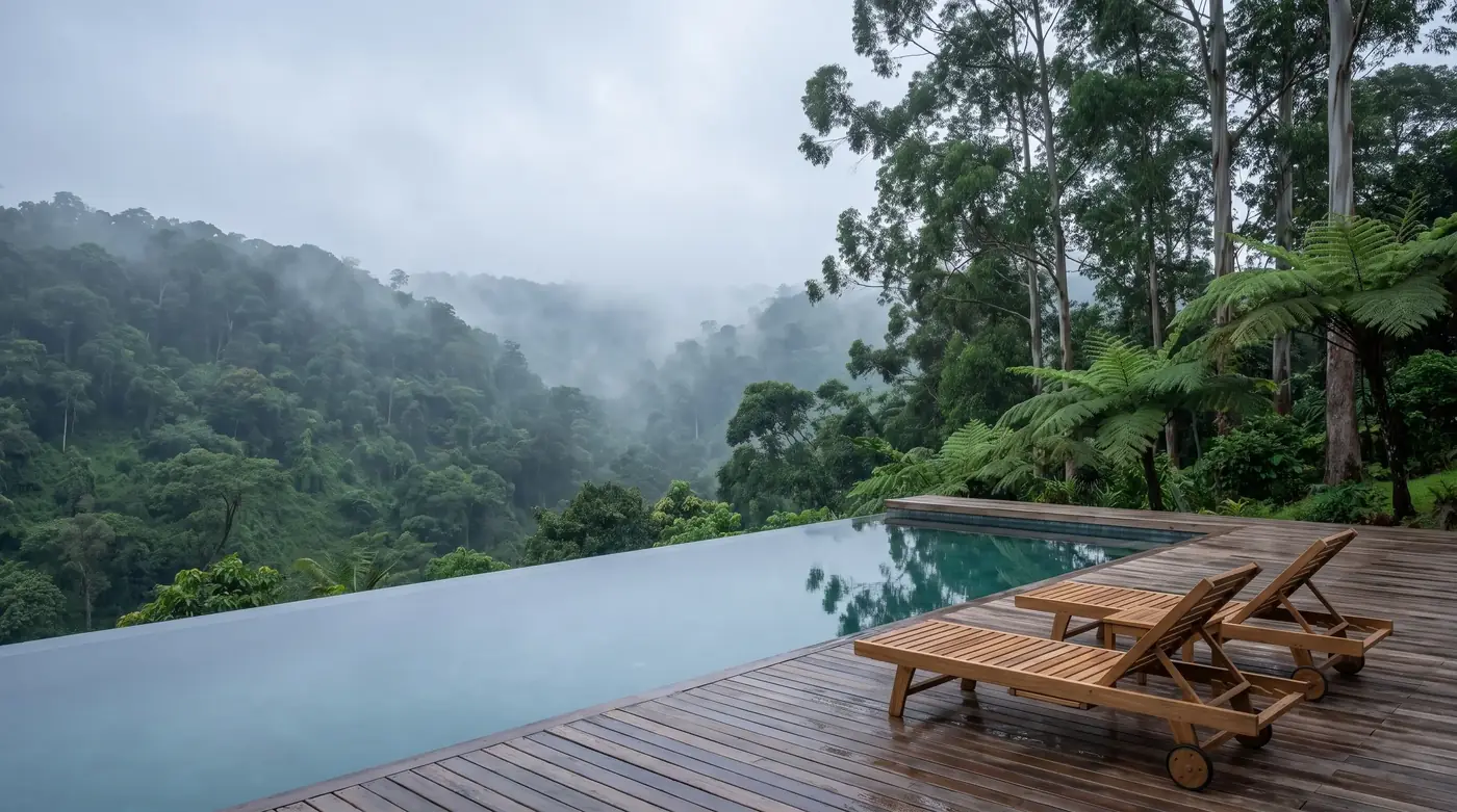 Infinity pool overlooking the hills at The Aburi Retreat