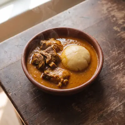 Palm nut soup and fufu