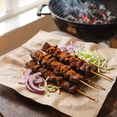 Suya beef skewers